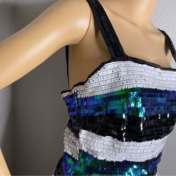 NWT Fashion Nova Stardust Sequin Mini Dress White Blue Green Black Size Medium - Picture 5 of 16